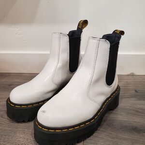 Dr. Martens White Platform Chelsea Boots